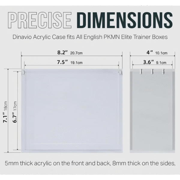 Acrylic Display Case English Pokemon Elite Trainer Box with magnetic Lid - Round corners